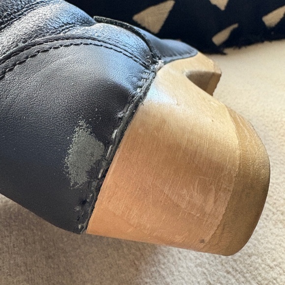 No. 6 5" Pull On Shearling Clog Boot on Mid Heel in Ink Aviator - Picture 8 of 12